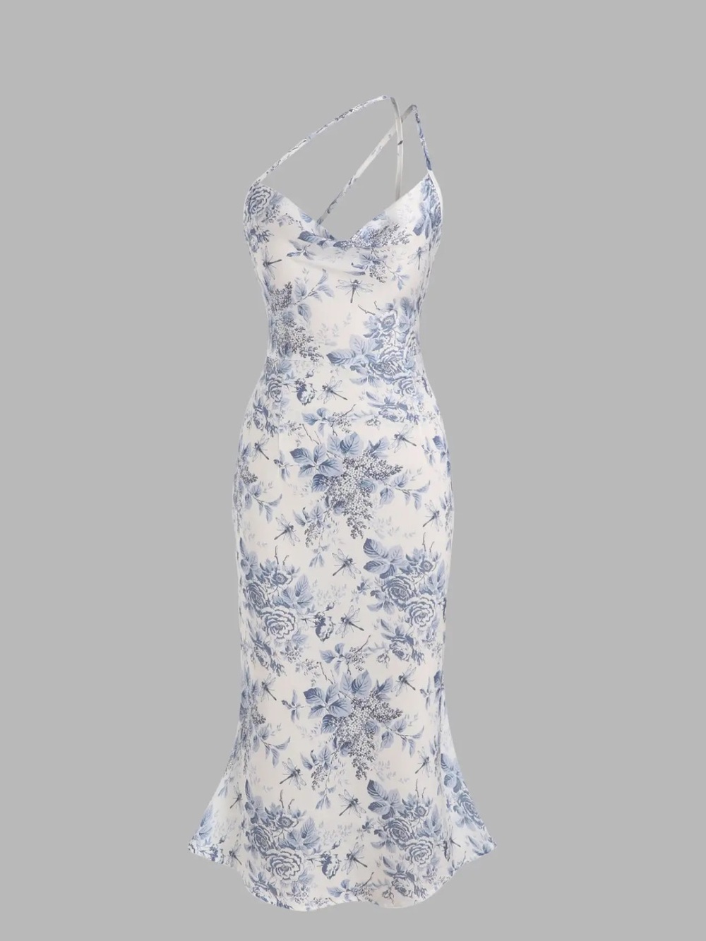 Cider Blue & Cream Floral Slip Midi Dress